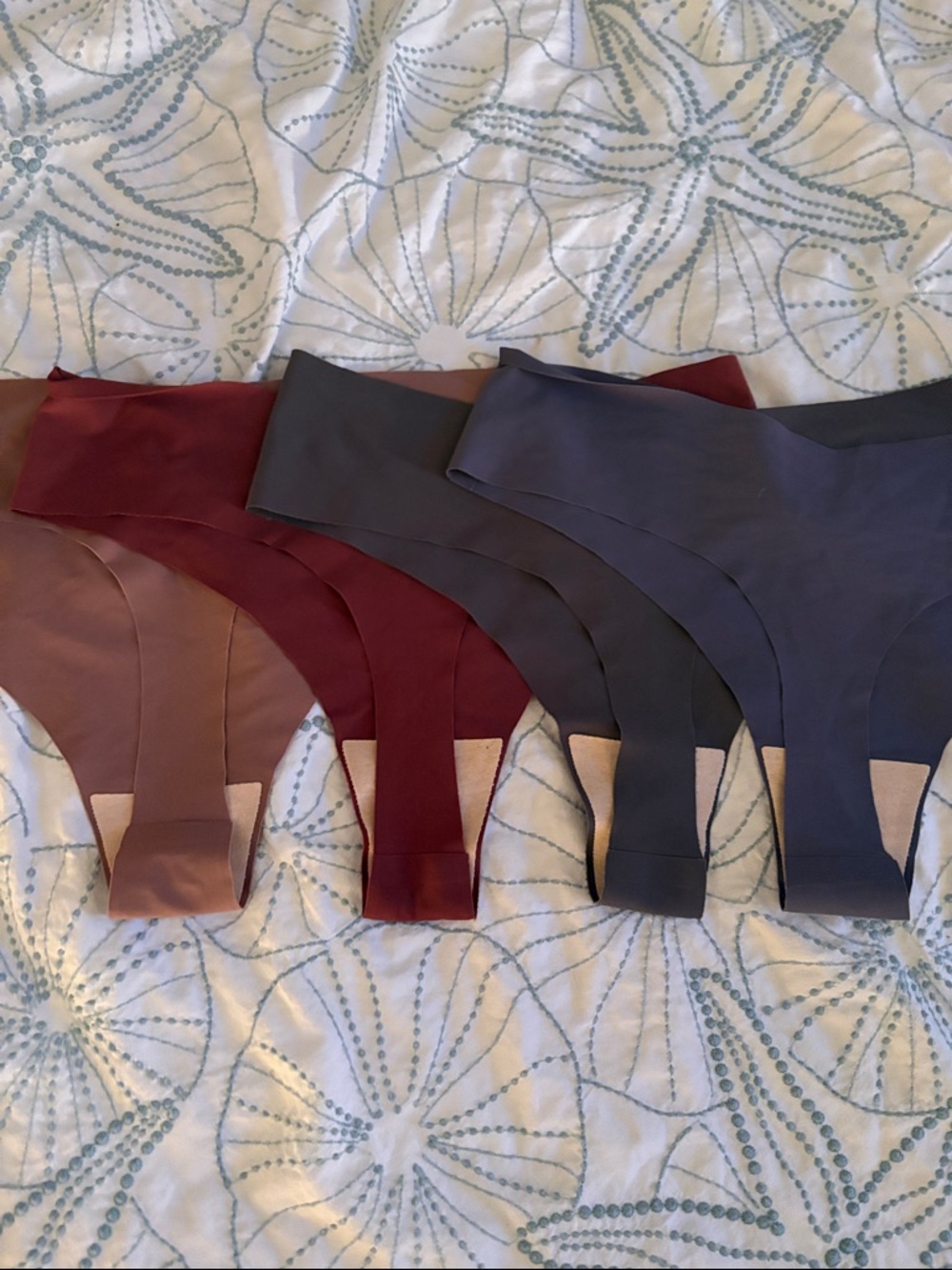 Women’s Seamless Thong Panty Set - Neutral, Charcoal, Burgundy, Taupe - Picture 4 of 4